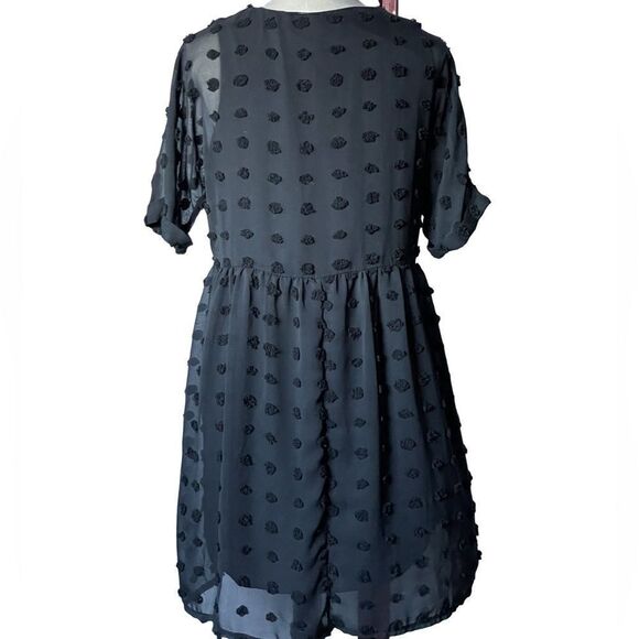 Ecowish Black Oversized Babydoll Boho Dress w/Balls of Fabric (Size: Small) - Picture 12 of 16